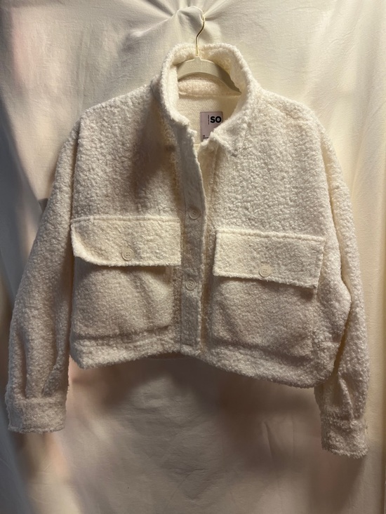 SO Jackets & Blazers - SO Cream Teddy Bouclé Crop Jacket with Flap Pockets